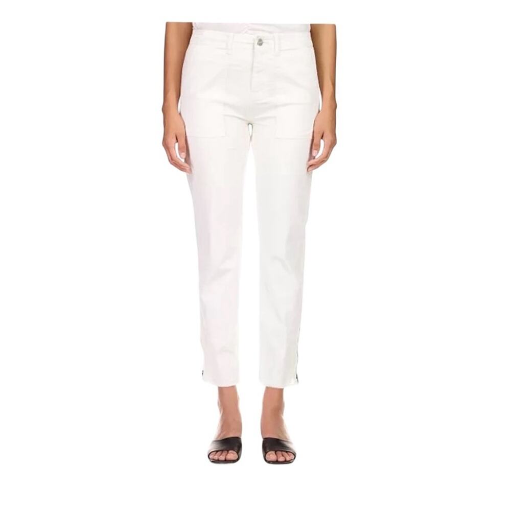 Sanctuary White Pants Peace Maker Frayed Cuff Ankle or Crop Size 16W Stretch